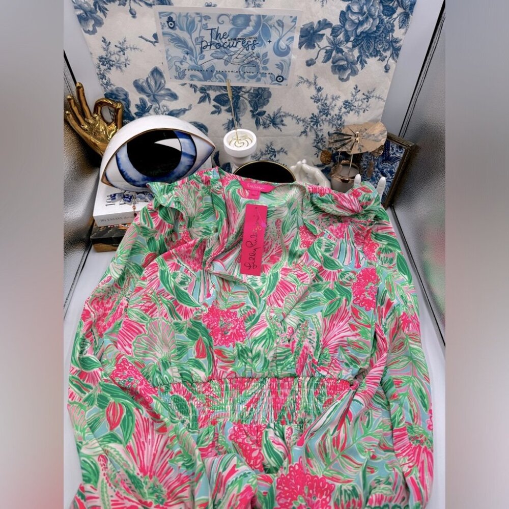 🆕 LILLY PULITZER 🧿 NWT Taviana Stretch Dress, Coming in Hot Blue Horizon, Sz 6 - Picture 2 of 16
